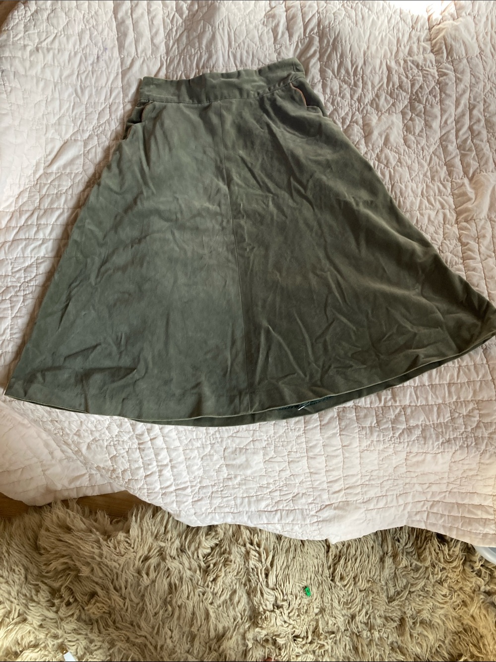 Vintage Olive Green A-Line Women's Skirt
